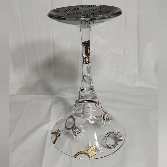 Lolita Wedding Hand Painted 7.5oz Martini Glass with Attitude Recipe on Bottom - Picture 9 of 9